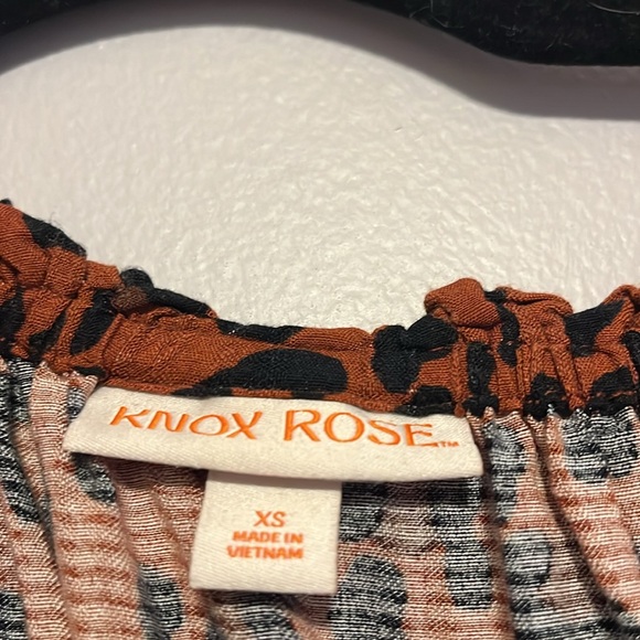 Knox Rose Long Sleeve A-Line Dress Dark Brown Leopard Print XS - Picture 4 of 7